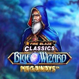 Fire Blaze Blue Wizard Megaways logo by Rarestone Gaming at Casino Infinity